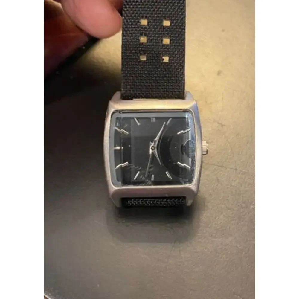Women's 28mm Silver Tone Target Watch, Black Canvas Band and Face